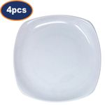 Square Plate 22.5cm Ceramic White Dessert Salad Side Lightweight Dinnerware 4Pcs