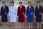 Mens Dressing Gown Robe Cotton Blend Housecoat Long Sleeve Pockets Lightweight