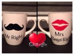 Mr Right Mrs Always Right Diy Vinyl Decal Stickers Wine Glass Mugs Wedding Gift