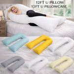 12Ft U Pillow Hollowfiber OR Pillowcases Orthopaedic Pregnancy Full Body Support