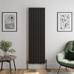 Vertical Double Flat Panel Designer Radiator - 1800 x 532mm Black 14 Tubes