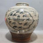 Chinese Hand-Painted Blue and White Crane Porcelain Jar
