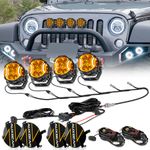 AUXBEAM 4PCS 3" Side Shooter Pod Lights LED Work Light Bar For OffRoad Amber DRL