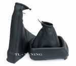Fits Opel Astra F year 91-02 shift cover + handbrake cover real leather black