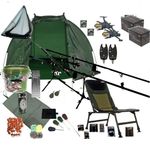 2 Rod Carp Fishing Set Up Kit 8ft Rods Reels Chair net shelter TACKLE INC  ASL