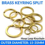 Solid Brass Flat Keyring Split Key Rings Hoop Loop Keychain 15 20 25 30 32 35mm