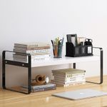 DoToGo Wood Office Desk Shelf Organizer - Desktop middle, Black-white