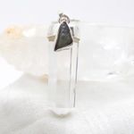 Moldavite Himalayan Quartz Point 925 Silver Small Pendant Natural Czech Tektite