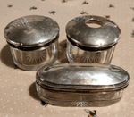 Antique Sterling Silver & Cut Glass Ladies Vanity Set Of 3 Edwardian London 1903