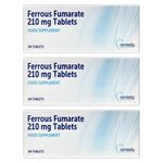 Ferrous Fumarate 210mg, Iron Tablets, Deficiency 252 tablets (3 Packs of 84)