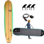 Surfboard - 8ft Beginners Softboard Hot Surf 69 Foam Surfboard Package Deal