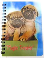 Pugle trouble Pug puppies on the cover of a 3D Notebook,  gift for a Pug lover