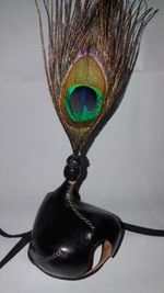 Falconry Hood Anglo Indian Style With Original Peacock Feather Plume (Black)