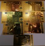 NEW full set of EURO banknotes 24K Gold Foil Bullion Bar UK stock 