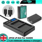 2× LP-E10 Battery For Canon EOS 1300D 1200D 4000D 2000D REBEL T3 + Dual Charger