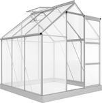 6×6ft Polycarbonate Walk‑In Greenhouse with Sliding Door Aluminium Frame Outsunn