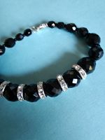 bracelet black stones wih rhinstones