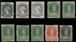 1860 NOVA SCOTIA QUEEN VICTORIA 1C-12 1/2C, GROUP OF 12, NH/LH, UN.#8/13
