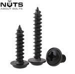 POZI FLANGE HEAD SELF TAPPING SCREWS BLACK BS 4174 FLANGED TAPPERS No.6 8 10