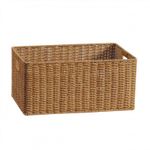 Rectangular Woven Basket Light Brown Woven Storage Basket Open Top
