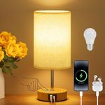 Touch Control Bedside Lamps Dimmable Table Lamp with Dual USB Charging Ports
