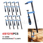4/8/12/16Pcs F Clamps 300mm Wood Working Soft Grip Metal Heavy Duty Clamp 12"