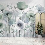Superfresco Easy Poppy Teal Print To Order 3m x 2.8m Mural | Wallpaper Roll