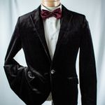 PACO RABANNE Paris Black Velvet Panel Trim Men Formal Jacket Size 38 R