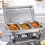 3 Grids 9L Chafer Chafing Dish Sets Pans Stainless Steel Catering Food Warmer