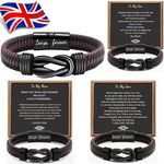 New To My Man Son Love You Forever Leather Braided Bracelet Wristband With Box