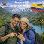 Travel eSIM for the Colombia - 6GB of Data Valid for 30 Days - Same day delivery