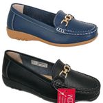 Boulevard Ladies Leather Loafers Extra Wide EEE Fit Casual Comfort Shoe Size 3-9