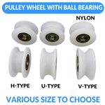 Nylon Pulley Wheel With Ball Bearing U/V/H Groove Various Bearing Size to choose