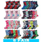 Girls Boys Socks 6 Pairs Childrens Kids Novelty Character Funky Designs