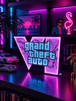 GTA VI 6 Vice City Grand Theft Auto LED Lamp | Neon Lamp for Gamers | Fan Gift