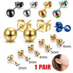 Ear Piercing Studs Stud Earrings Surgical Steel Pairs Gold Silver Black