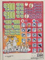 Pull Tab Tickets - Chip - Game - Pick Board - Polar Bear - 3,390 ct