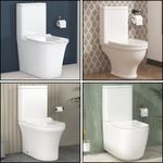 Back to Wall Rimless Close Coupled Toilet WC Bathroom Soft Close Seat, Cistern