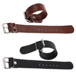 Two Pairs Of Leather Basket Straps, Adjustable Leather Straps With Metal Buckles