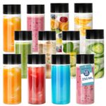 HEFTMAN Plastic Juice Bottles with Lids Sensory Black Screw Top 250ml 12 Pack