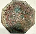 Antique Late 1800s 3/4 Wood Cord Token Engine 119 A.T&S.F Brass Copper Hand Made