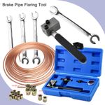 3 Set Brake Pipe Spanner Set & 25FT Hose Line Tube Roll 3/16'' SAE Flaring Tools
