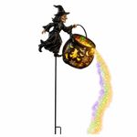 Halloween Witch Cauldron Garden Stake Light Black Finish for Pathway, Porch
