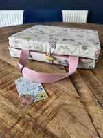 Botanical Garden Kneeler. Folded Floral Fabric & Pink Strap. Unused.
