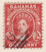 (F193-41) 1882-9 Bahamas 1d One Penny vermillion QVIC stamp (AP) (WX23)