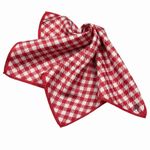 NWOT Brooks Brothers Red & White Houndstooth Check Silk Pocket Square ITALY 17"