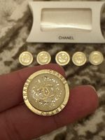6x Stunning rare Vintage Chanel Buttons Gem 23mm antique gold rare glitter white