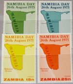 ZAMBIA ZAMBIA 1975 155-58 149-52 Map of Map of Namibia Day Day MNH