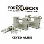 FORTXLOCKS H/DUTY SHIPPING CONTAINER PADLOCK 84MM X 2 (5 KEYS) ** KEYED ALIKE **