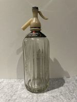 Vintage Schweppes Glass Soda Water Syphon 29.5cm Etched With Original Neck Label